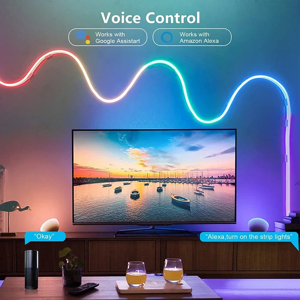 RGB-Лента светодиодная неоновая Водонепроницаемая с поддержкой Wi-Fi и Bluetooth