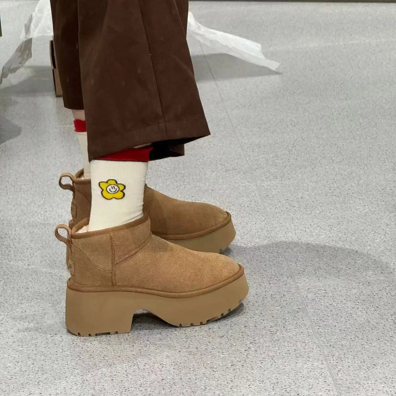 Женские зимние сапоги из коровьей кожи женские ботинки на толстой подошве теплые