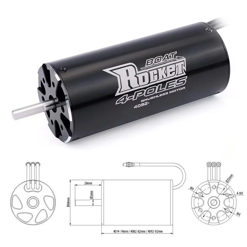 Фото Бесколлекторный двигатель DroMaRocket 4074 4082 4092 1900KV 1600KV 1520KV 1250KV 2250KV 1700KV с водяным охлаждением для ротора 1000 мм (или больше). №4