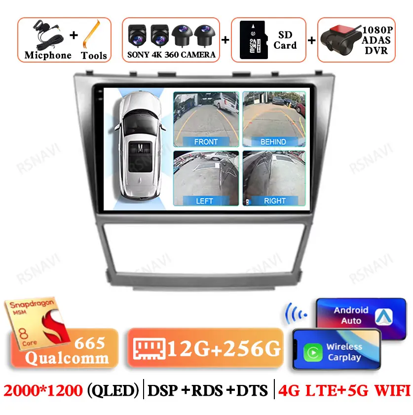 

Автомобильное радио Android 15 для Toyota Camry 40 2007-2011 2 DIN головное устройство GPS стерео беспроводной Carplay Auto 5G WIFI Viedo плеер BT