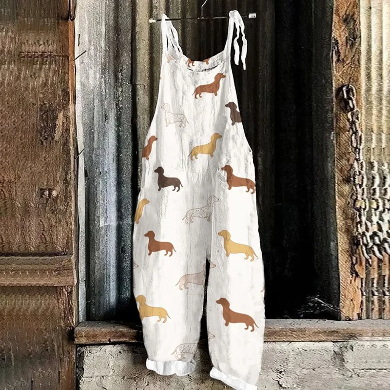 Женский Свободный Повседневный комбинезон в стиле ретро с 3D принтом лапы щенка