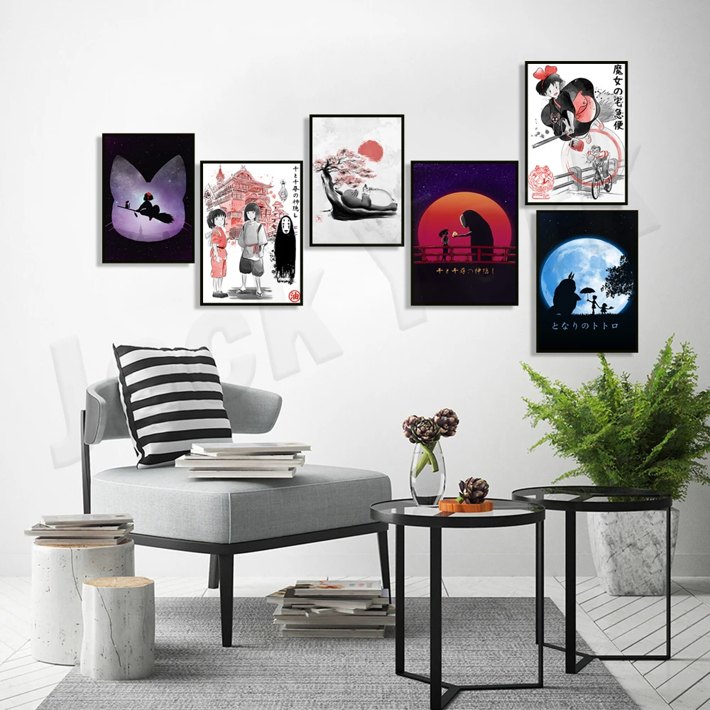

Hayao Miyazaki Anime Poster, Nordic Style, Japanese Anime Nordic Modern Style Picture Printing Home Wall Living Room Decoration