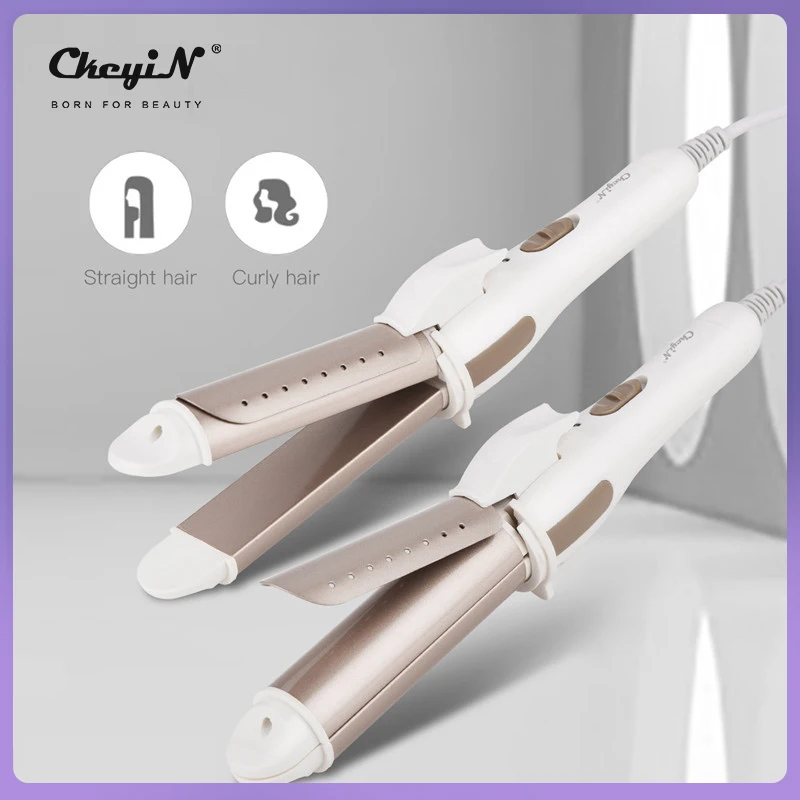 

2 в 1 выпрямитель для волос, бигуди, портативные пластинчатые плойки, профессиональные щипцы для выпрямления волос, гофрированные щипцы для ...