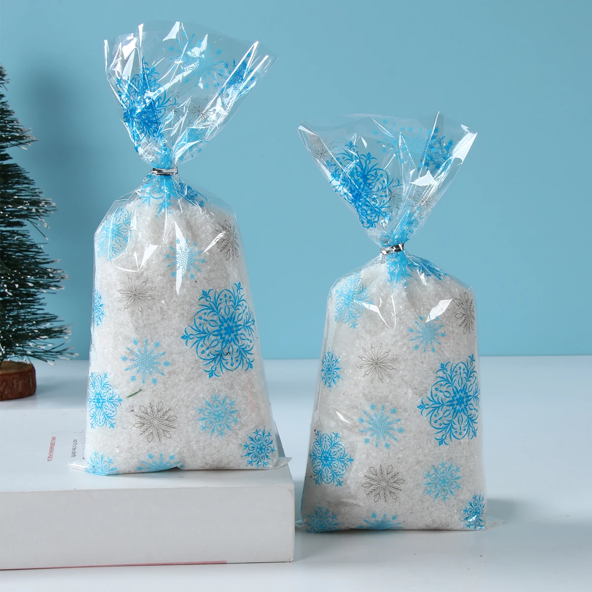 Рождественская Снежинка прозрачная сумка для конфет Рождественский мешок