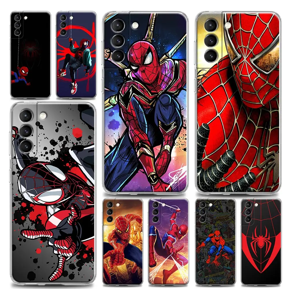 

Transparent Samsung S22Ultra Case For Galaxy S22 S21 S20 Ultra 5G FE S10 S9 Plus Cases Cover Marvel Spider-Man Miles Morales