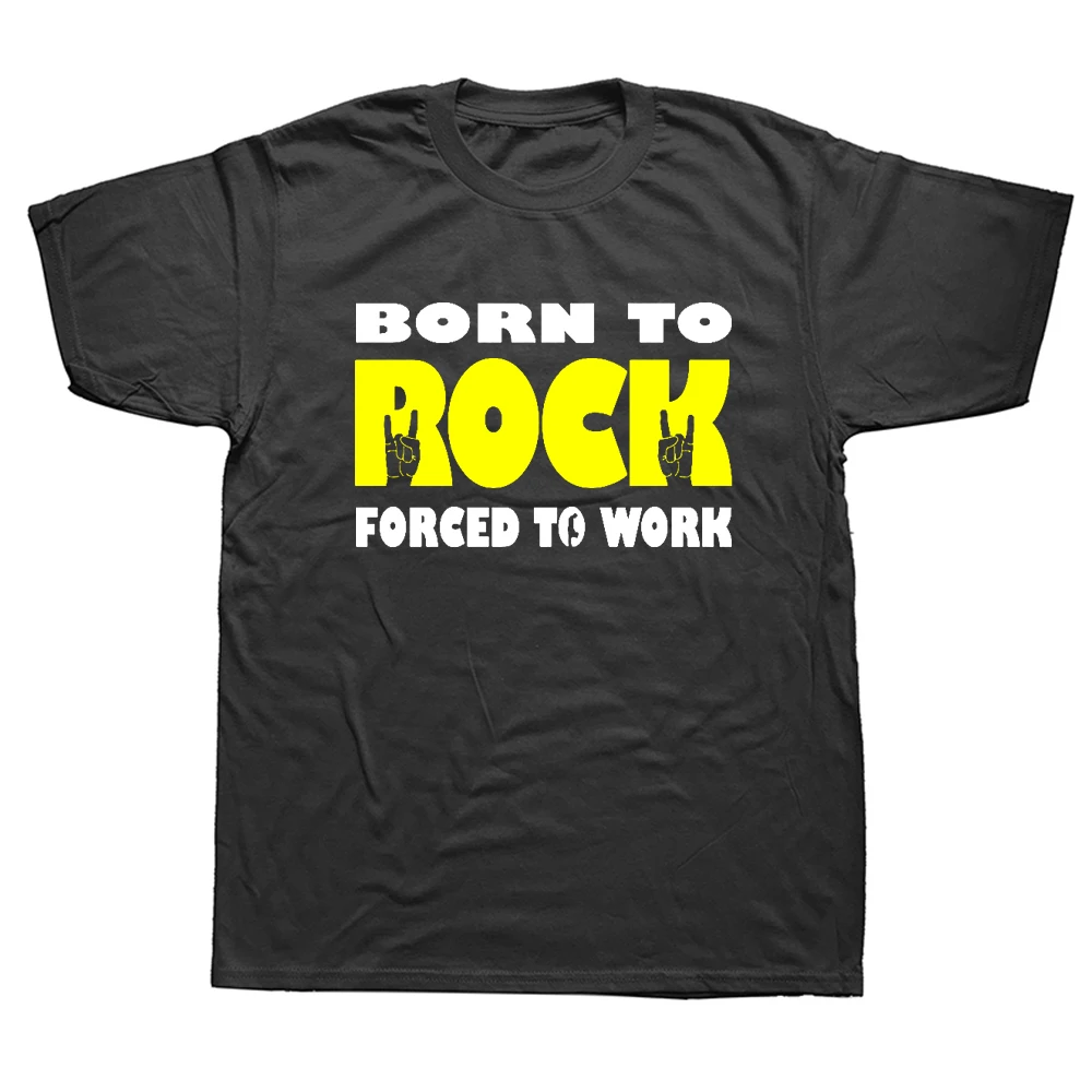 

Футболка мужская с коротким рукавом, смешная надпись «Born To Rock», принудительная работа, подарок на день рождения, летняя стильная одежда