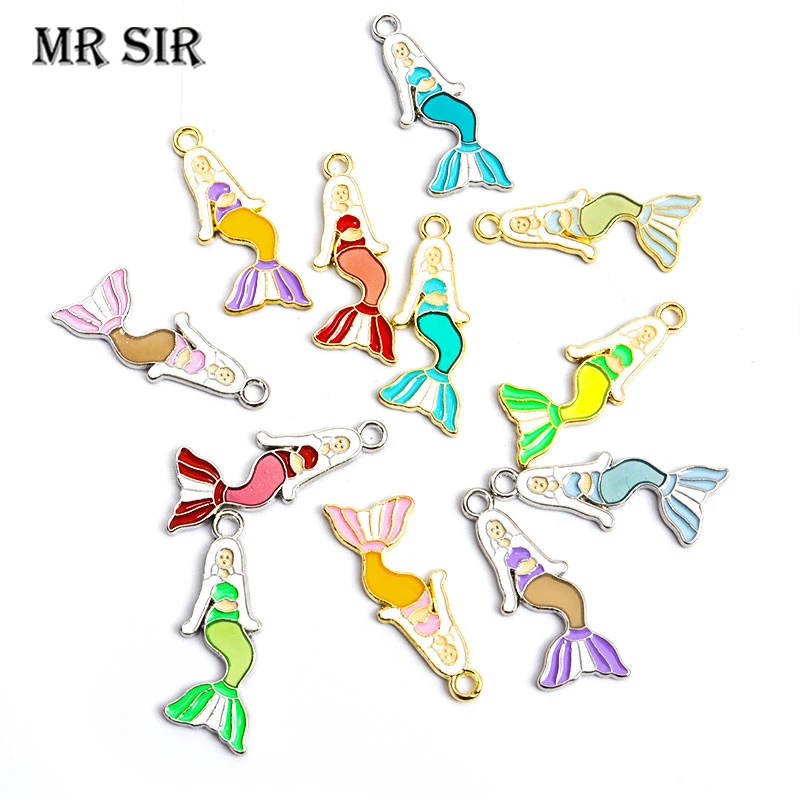 

Enamel Mermaid Charms DIY Creative Jewelry Handmade Pendant Making Cute Earrings Necklaces Bracelets Crafts Accessories Findings