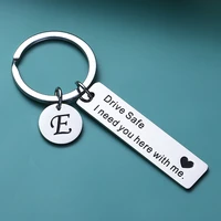 drive safe keychain custom a z 26 initials letter key chain men women engraved stainless steel mother father kids keyring gift