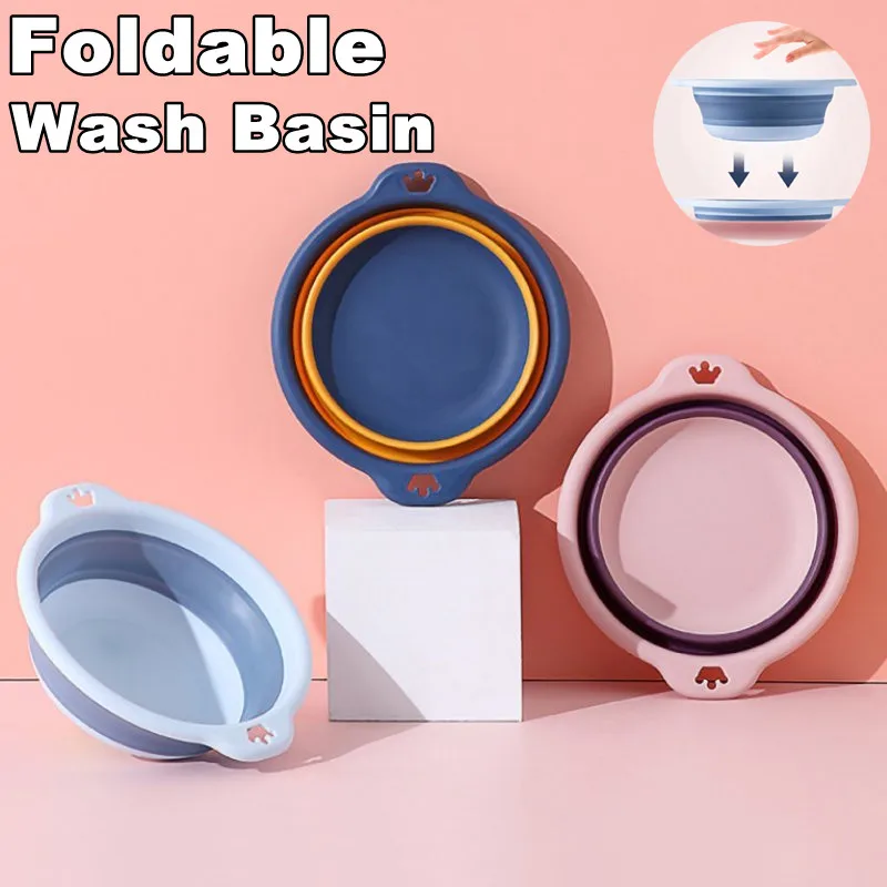 

Household Foldable Plastic Basin Portable Wash Basin Travel Safe Durable Laundry Tub Bathroom Accessories Household Supplies