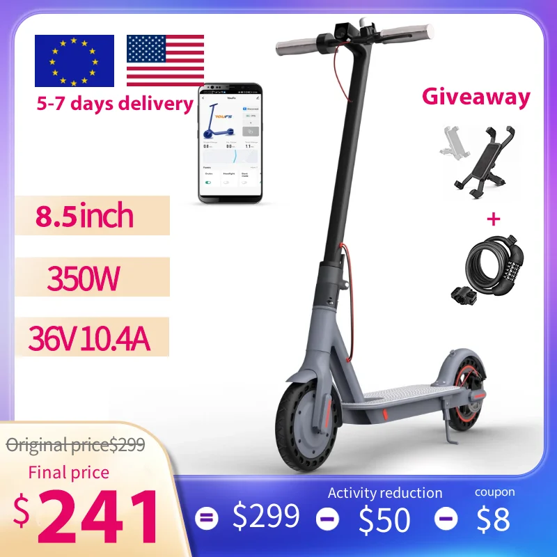 Foldable Electric Scooter For Adults  APP Smart Portable 36v