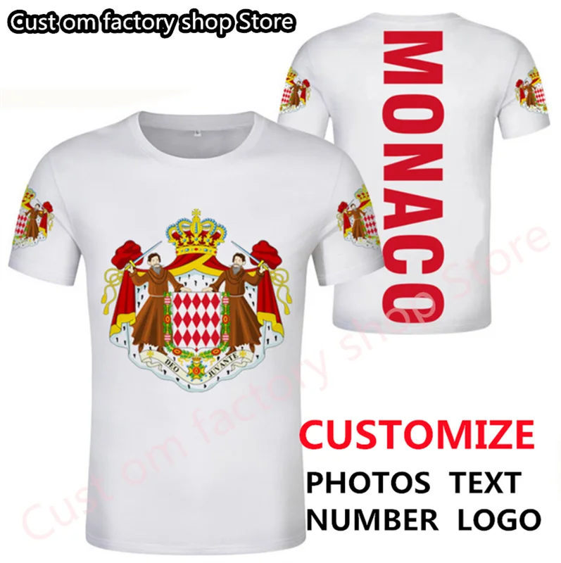 

Monaco t shirt custom Europe country flag coat of arms of Monaco FC football racing t shirt travel Souvenir Gifts Sport clothing