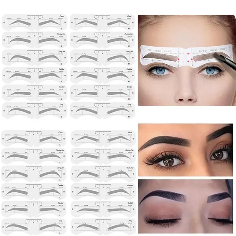 

Eyebrow Shaper DIY 6PCS Set Soft Ruler Brow Definer Eyebrow Stamp Card Soft Ruler Stencil Shaping Makeup Tool
