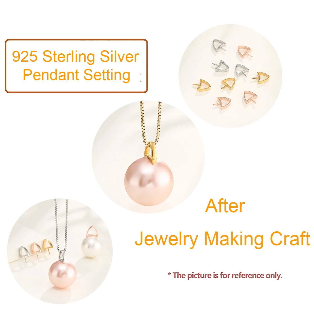 5 шт. подвеска из серебра 925 пробы с жемчугом 15-18 мм