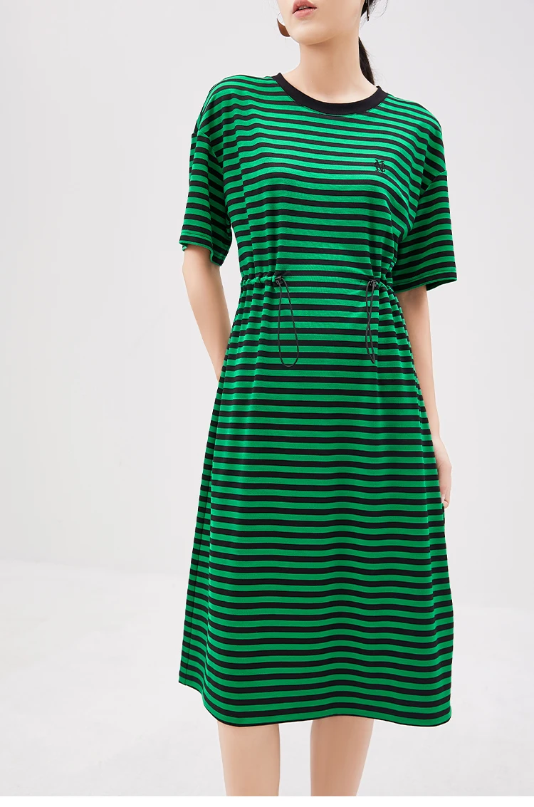 

Summer Striped Long Dresses for Women Vestidos De Mujer Casual A-LINE Mid-Calf O-Neck Vestidos De Verano Mujer 2022