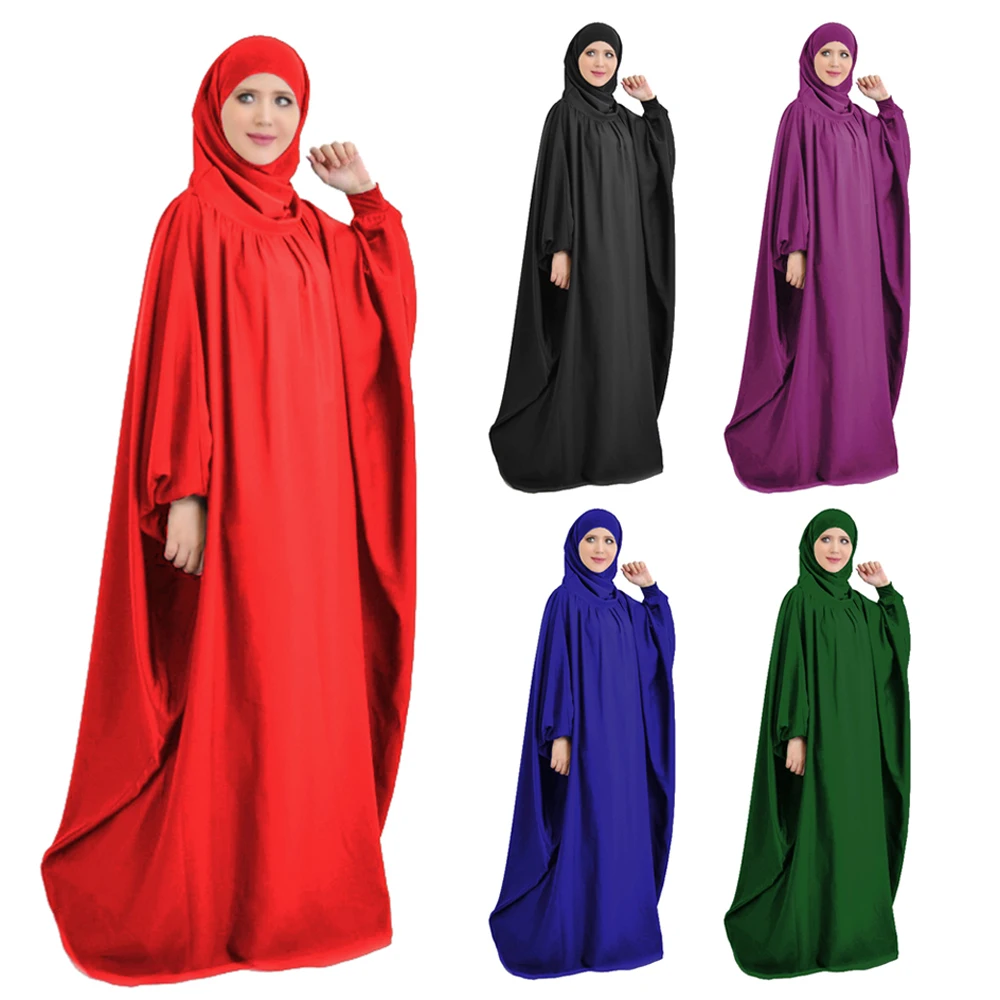 Muslim Women Hooded Abaya Prayer Garment Hijab Dress Arabic Robe Overhead Kaftan Khimar Jilbab Eid Ramadan Gown Islamic Clothes