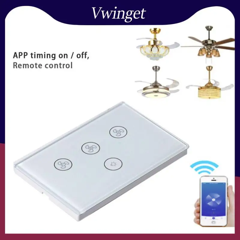 

Контроллер лампы управления Amazon и Google Home, сенсорная стеклянная панель, дистанционное управление скоростью, таймер Us Tuya