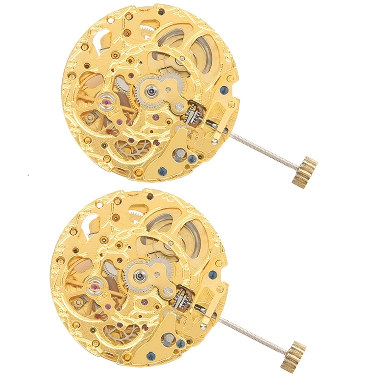 

2PCS 8205 Movement Skeleton Movement 3 O'clock Gold Automatic Mechanical Watch Movement Accessories