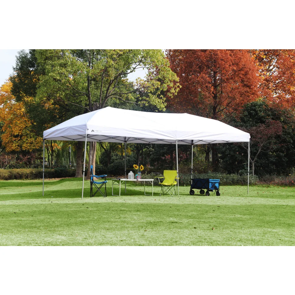 

Ozark Trail 20' x 10' Straight Leg (200 Sq. ft Coverage), White, Outdoor Easy Pop up Canopy