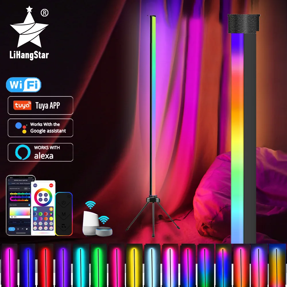

Светодиодная Напольная Лампа, декоративный RGB светильник для спальни, прикроватный, с поворотным углом, с дистанционным управлением по Wi-Fi и...
