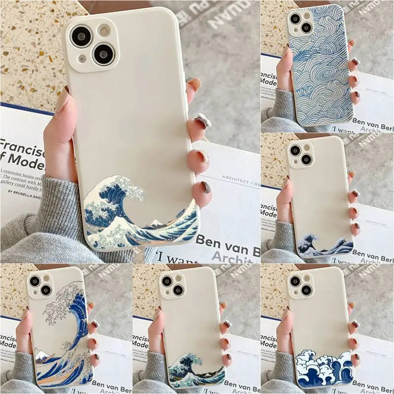 

Japanese Style Waves Phone Case For Iphone 7 8 Plus X Xr Xs 11 12 13 Se2020 Mini Mobile Iphones 14 Pro Max Case