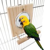 parrot cage mirror toy bird cage swing wooden mirror fun play toy funny and cute wooden pet toy mirror