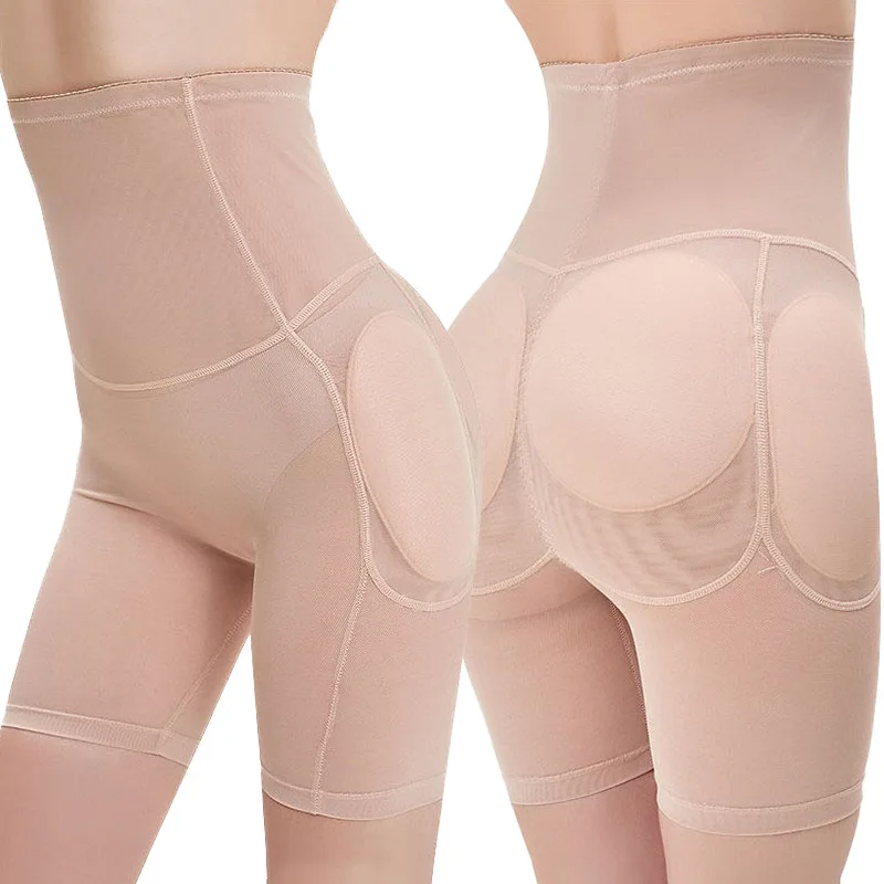 High Waist Belly Contracting Slimming Pants Breathable Mesh Fake Butt Hip-Lifting Artifact Shaping Insert Sponge Underwear