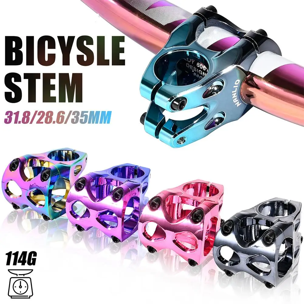 

35mm Colorful Bicycle Stem Hollowed Out Aluminum Alloy Mountain Bike Handlebar Riser Bicycle Accessories