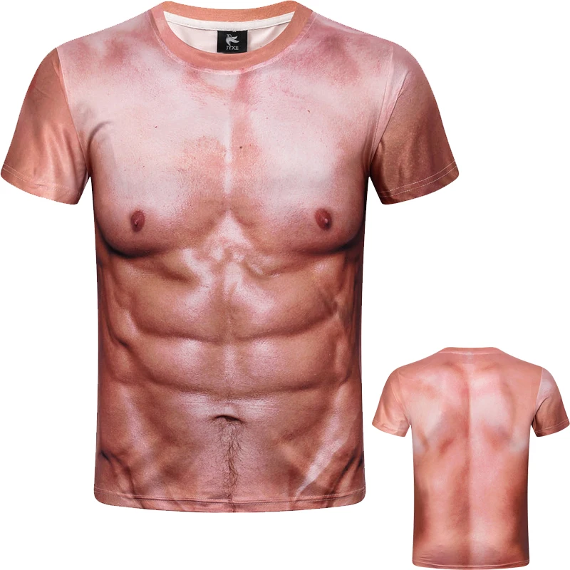 Новинка 2022 Мужская футболка оверсайз с 3D принтом имитации пекса модная для