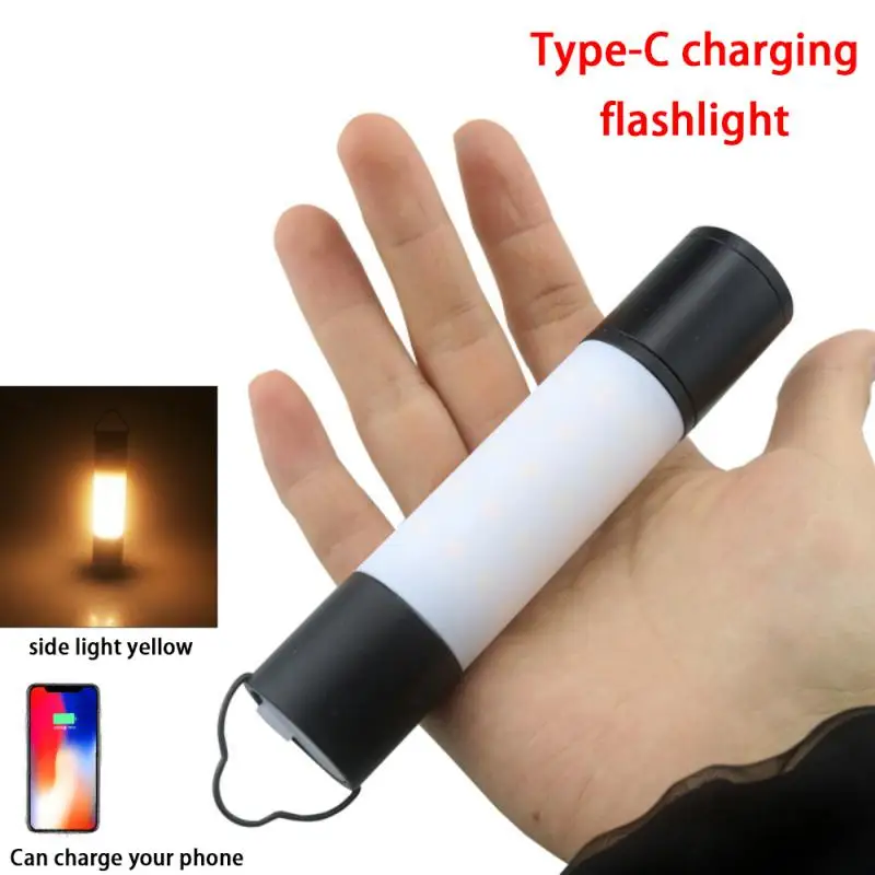 

1pcs USB Rechargeable Hanging Flashlight Zoomable Aluminum Alloy LED Torch Camping Tent Lamp Outdoor Night Light Flashlight