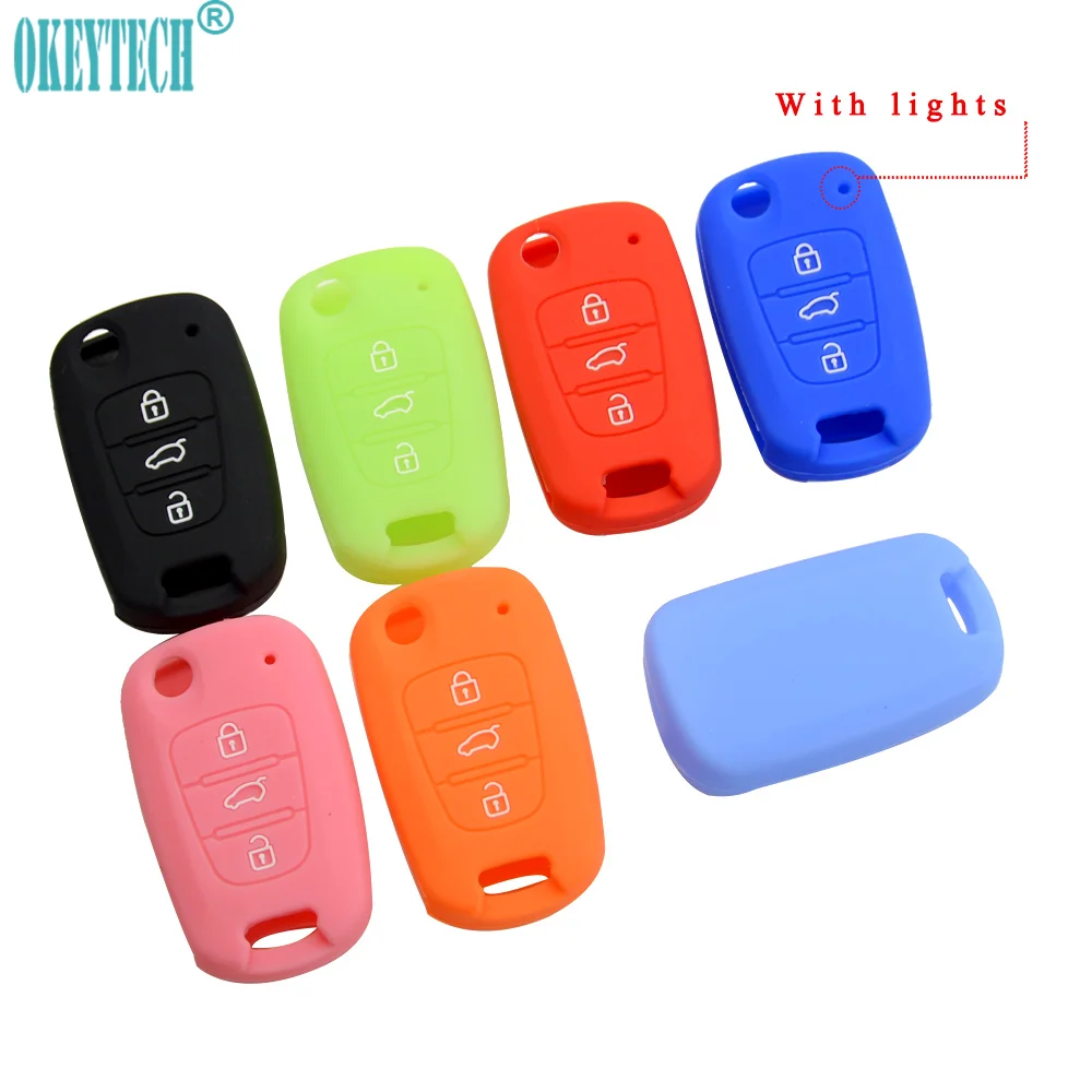 

OkeyTech Silicone Key Cover Fit For Hyundai Solaris I30 I35 IX20 IX35 For Kia Rio K2 K3 K5 Sportage Ceed Remote Case Fob Shell