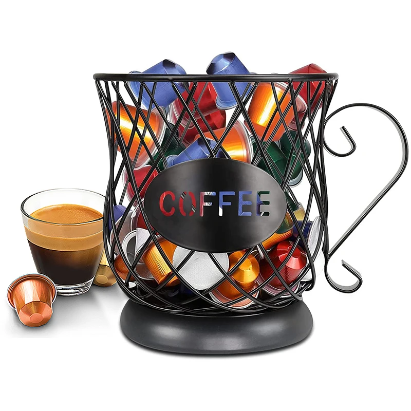 

Coffee Pod Holder and Organizer Mug, K Cup Coffee Capsule Basket for Counter Coffee Table Bar, Metal Espresso Pod Keeper Storage