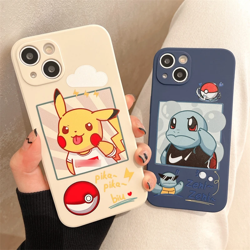 

Pokemon Pikachu Squirtle for Apple 13Promax Phone Case Iphone11 Protective Case Xsmax/XR Drop-Resistant 8Plus/7/SE Soft Case