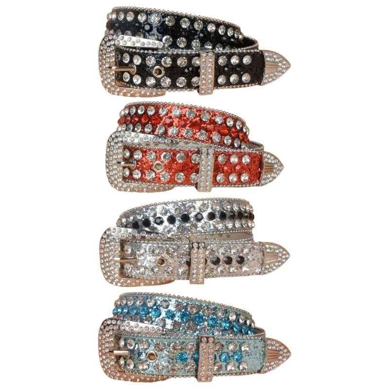 

Rock Belts Women PU-leather Strap Belts Cowboy Y2K Hot Girls Fashion Belt for Pants Jeans Men