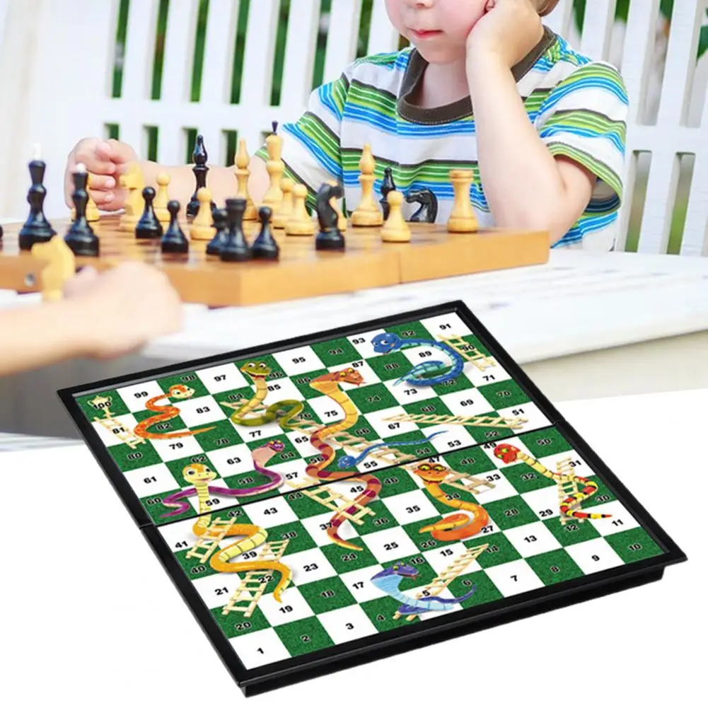 

1 Set Durable Snake Ladders Chess Develop Intelligence Lightweight Magnetic Chess Game for Gift Snake Ladder Game