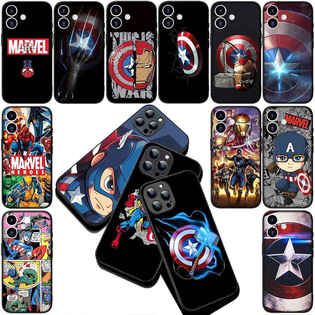 Фото Чехол для телефона Apple iPhone 17 Pro XS Max Air 6 Plus X 5 + SE 2022 SE2 16E XR 6+ с изображением Щита Капитана Америки (Marvel) №1