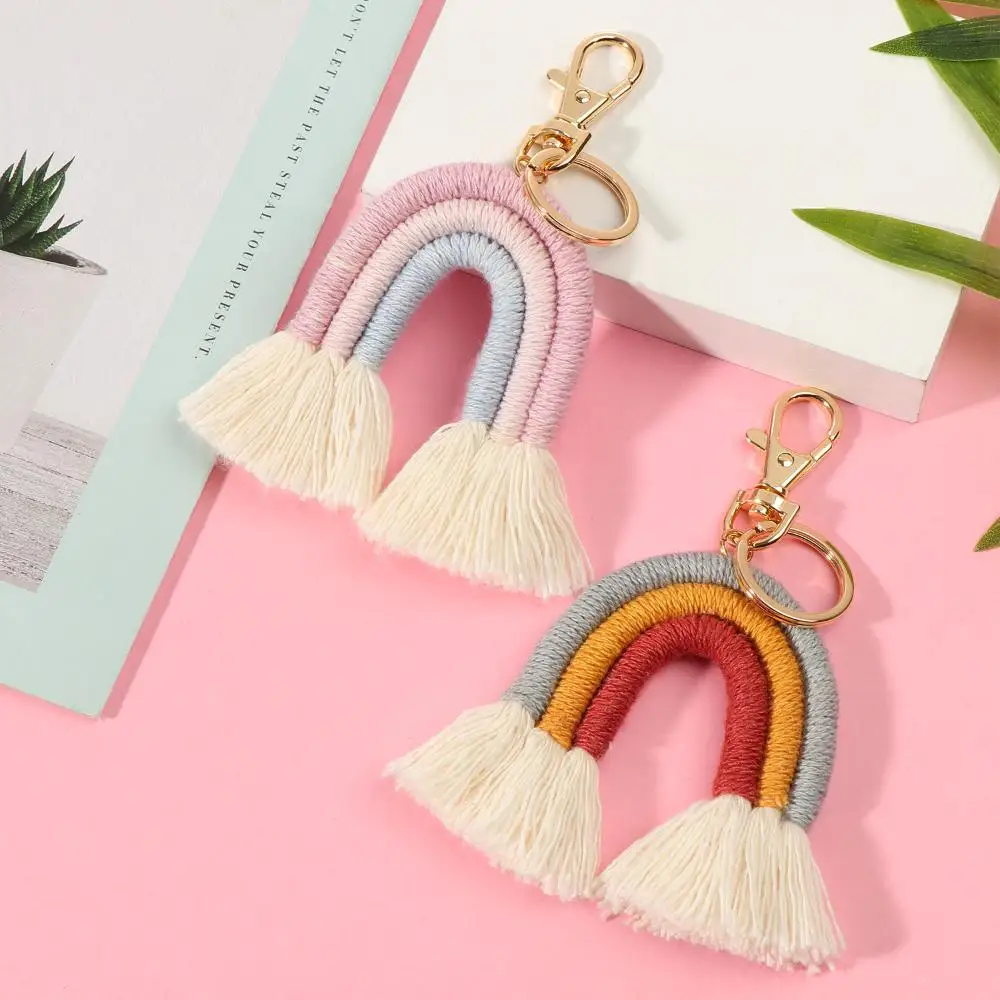 1 Шт. Радужный Богемный Плетеный Брелок С Кисточкой Подвеска Для Сумки В