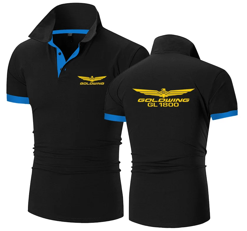 

Новые хлопковые рубашки-поло, повседневные однотонные спортивные дышащие облегающие поло, летние футболки с принтом логотипа мотоцикла Honda...