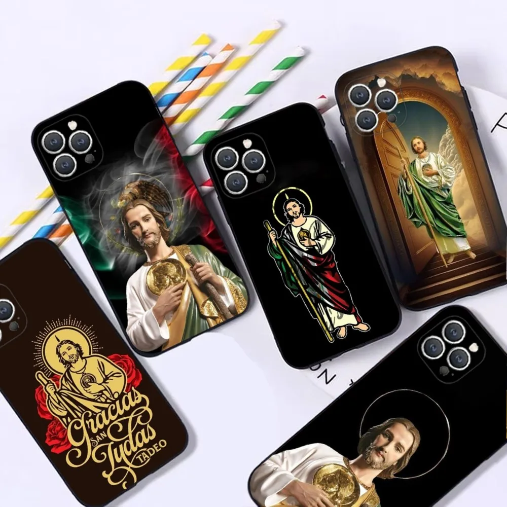 Чехол для телефона San Judas Tadeo iPhone 16 15 14 13 12 Pro Max 11 7 8 Plus XR XS противоударный