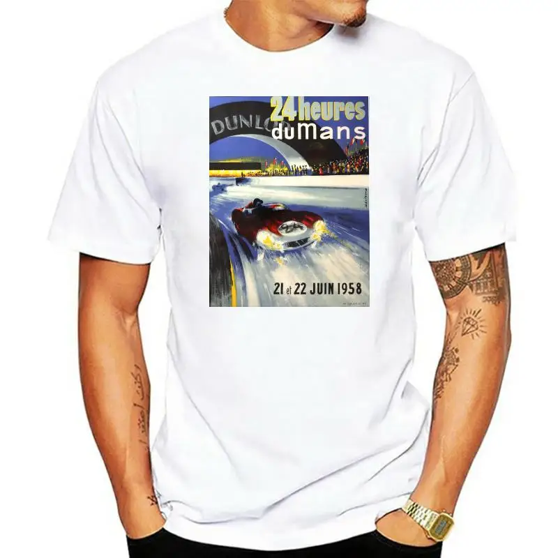 

Men Short sleeve tshirt 24 Hours of LeMans 1958 Poster Art Unisex T Shirt Women t-shirt
