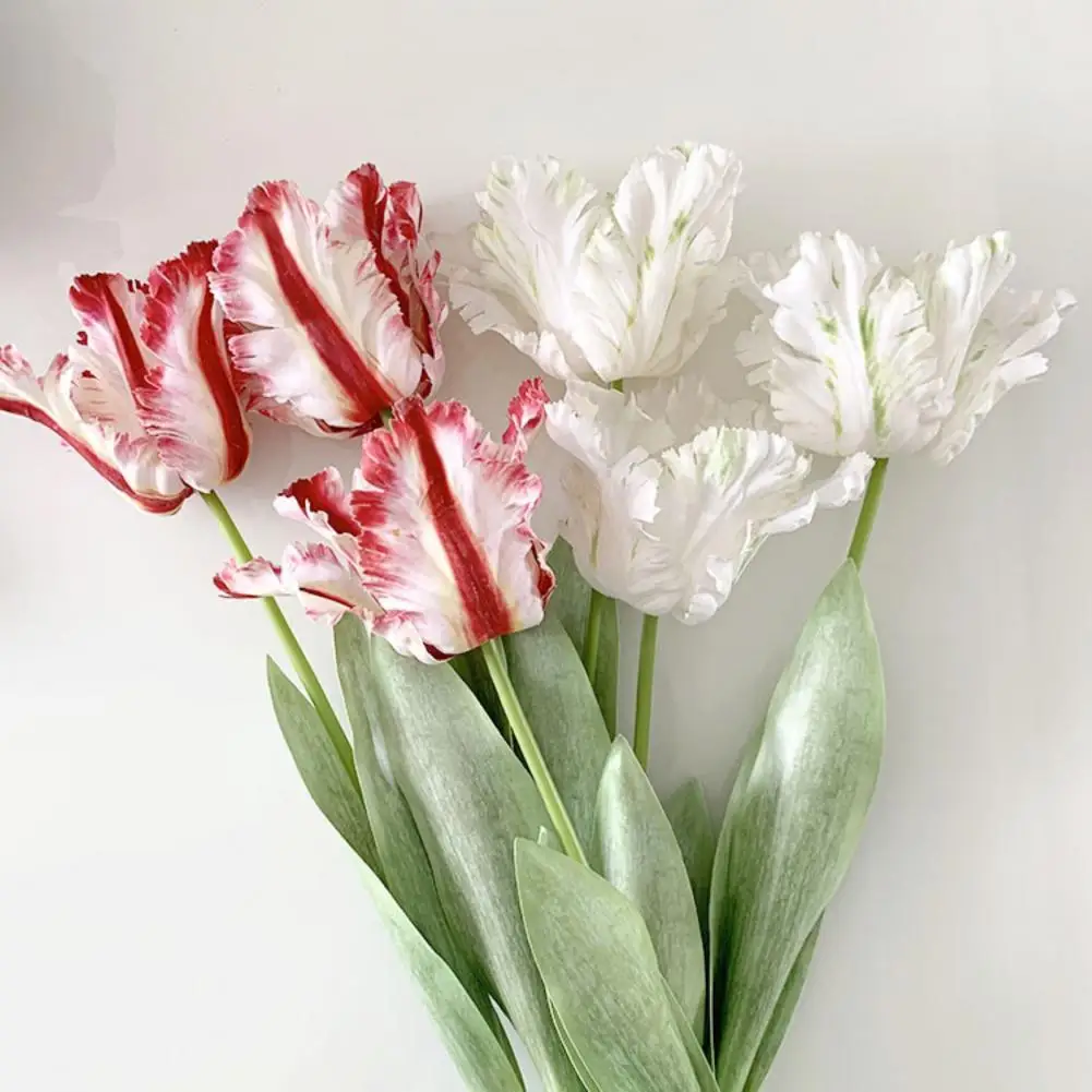 

1Pc Delicate 68cm Bendable 3D Parrot Tulip Realistic Artificial Flower for Garden Artificial Flower Artificial Blossom
