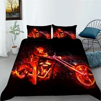 european pattern hot sale bed linen soft bedding set 3d digital fire skull printing 23pcs duvet cover set esdeeuus size