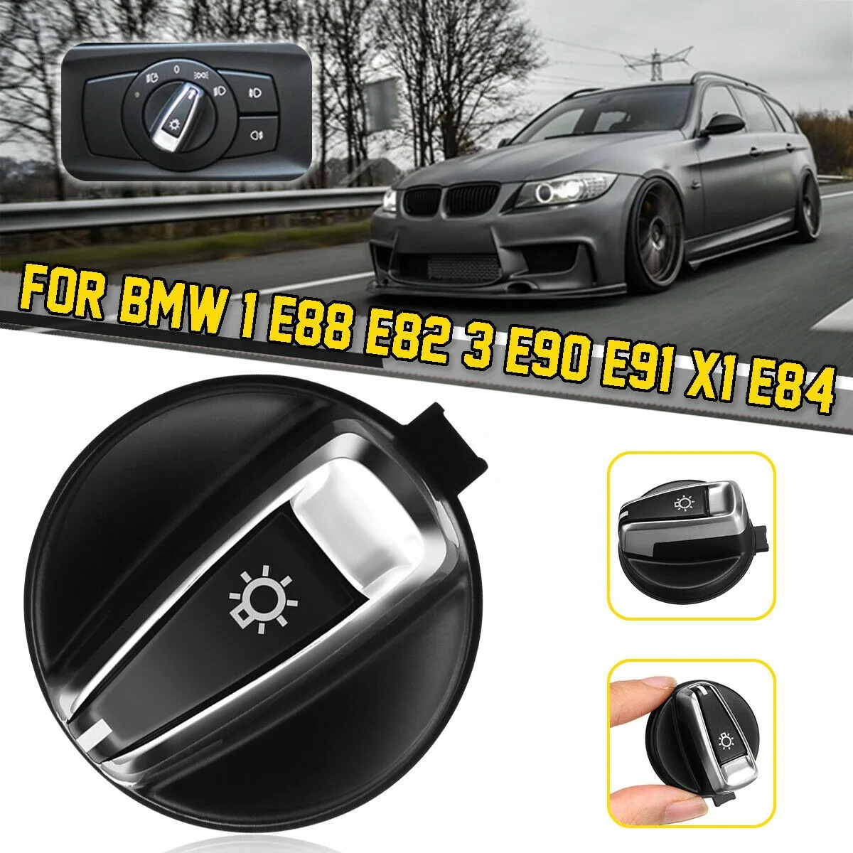 Фото Для BMW 3-SERIES E90 E91 LCI X1 E84 E88 E82 передняя фара переключатель вращения кнопки 9169405 61319169405 №2