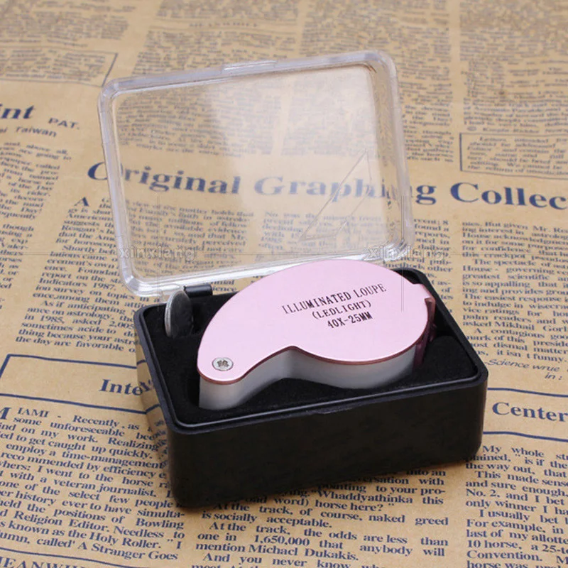 40X 25mm Handheld Portable Folding Magnifier With LED Light MINI High-definition Magnifier for Jewelry Coins Stamps Antique