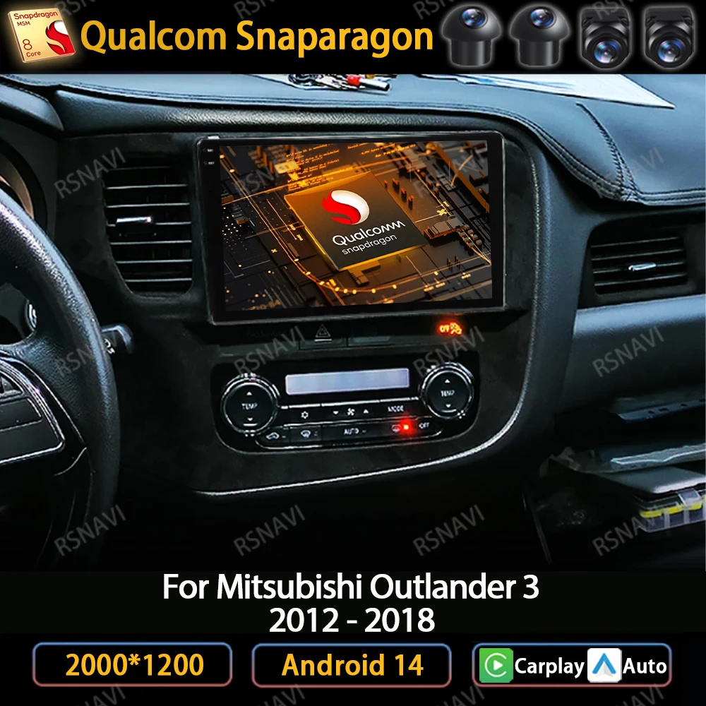 Android 14 беспроводной Автомобильный плеер CarPlay для Mitsubishi Outlander 3 GF0W GG0W 2012-2018