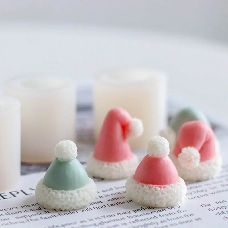 

Cute Christmas Hat Candle Silicone Mold DIY Fondant Sugar Cake Ornament Mold Handmade Aromatherapy Candle Making Tool Home Decor