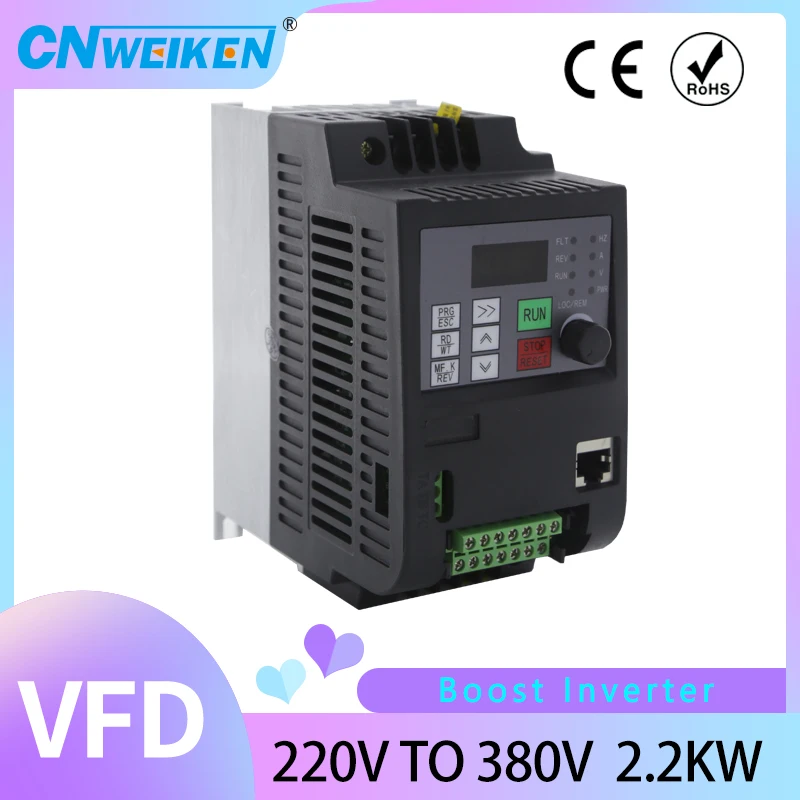 

2.2KW 220V to 380V VFD Single Phase Input 3 Phase Output Frequency Converter Inverter CNC Spindle Motor Speed Controller Drive