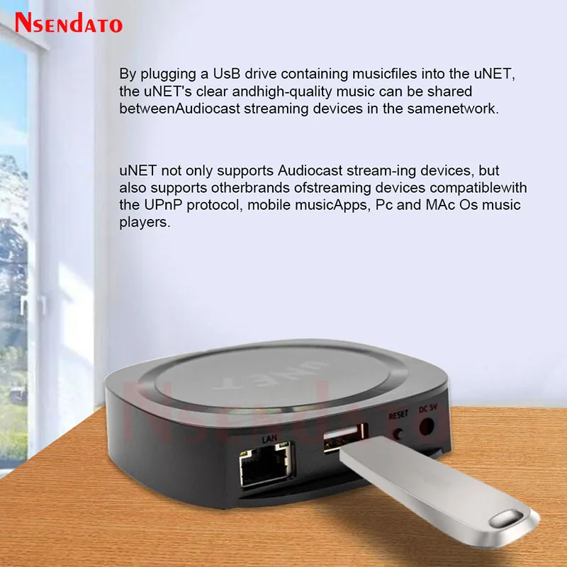 Фото Audiocast uNET USB Music Nas Network Audio Sharing Device Адаптер Совместимый UPNP iHome WiiM AudioPro Audiocast M5 M20 Amp50 №2
