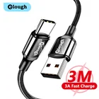 Кабель Elough USB Type C для Samsung S21 Xiaomi Poco 3A, провод для быстрой зарядки и передачи данных, Внешнее зарядное устройство, кабель типа C, 3 м