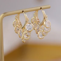 ins new sweet gold color exquisite zircon earrings light luxury fashion jewelry for women wedding engagement party gifts