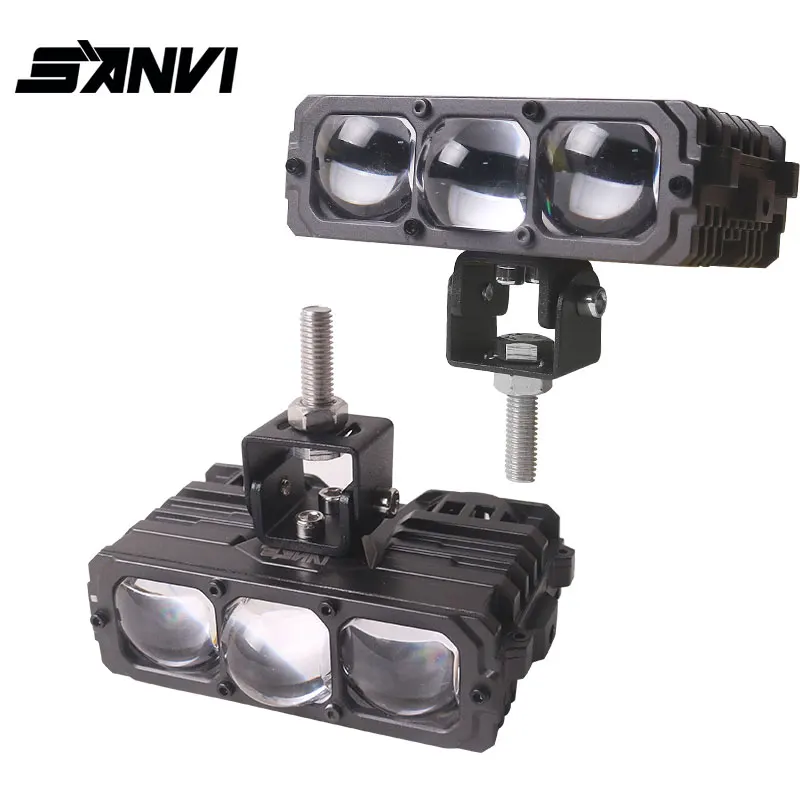 Фото SANVI Bi LED Проекционная решетчатая фара, вспомогательная светодиодная балка-прожектор для мотоциклов, внедорожников, квадроциклов, пикапов, внедорожных автомобилей, 12В 5500К 75Вт №1